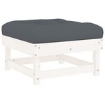 vidaXL Salon de jardin 8 Pièces avec coussins blanc bois massif