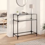 vidaXL Table console avec dessus en verre noir 80x35x81 cm acier