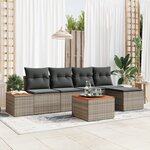 vidaXL Ensemble de canapé de jardin 6 pièces avec coussins gris poly rotin acacia