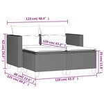 vidaXL Canapé de jardin 2 places avec tabourets gris clair poly rotin