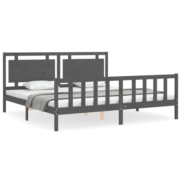 vidaXL Cadre de lit sans matelas gris 200x200 cm bois massif de pin
