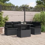 vidaXL Ensemble de canapé de jardin 6 pièces avec coussins noir poly rattan