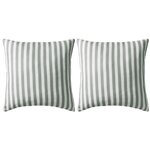 vidaXL Oreiller d'extérieur lot de 2 Impression rayure 45 x 45 cm Gris