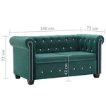 vidaXL Canapé à 2 places Revêtement en velours 146 x 75 x 72 cm Vert