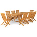 Salon de jardin meuble d'extérieur ensemble de mobilier 9 pièces bois de teck massif 02_0018248