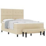 vidaXL Lit à Ressorts avec Matelas & Banc Crème 140x190 cm Tissu