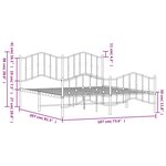 vidaXL Cadre de lit métal sans matelas et pied de lit blanc 180x200 cm
