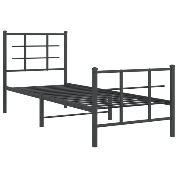 vidaXL Cadre de lit métal avec tête de lit/pied de lit noir 80x200 cm