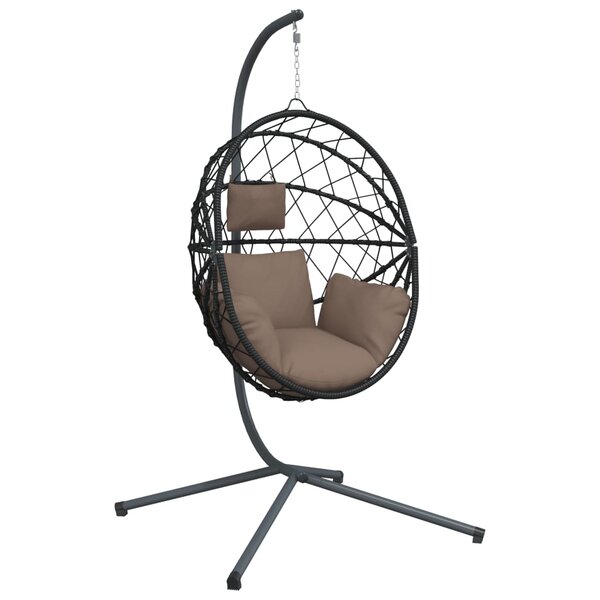 vidaXL Chaise suspendue en forme d'œuf et support taupe rotin et acier