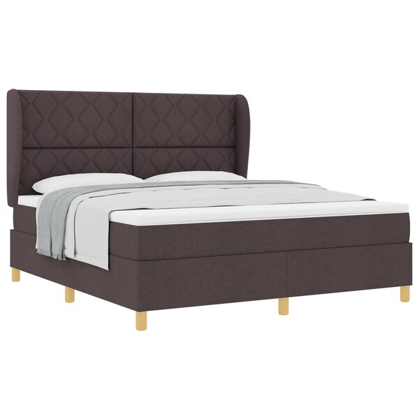 Lit Box Spring vidaXL avec Matelas Marron Foncé 180x200 cm Tissu