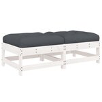 vidaXL Repose-pieds de jardin coussins lot de 2 blanc bois pin massif