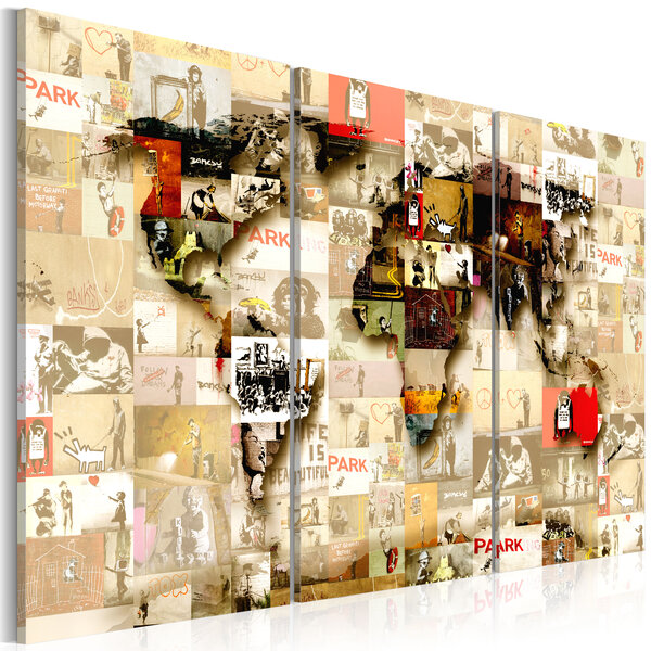 Tableau - graffiti world l x h en cm 90x60