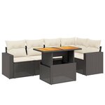 vidaXL Salon de jardin 6 Pièces avec coussins noir résine tressée