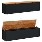 vidaXL Boîte de rangement de jardin noir résine tressée bois d'acacia
