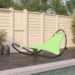 vidaXL Chaise longue à bascule avec roues Acier et textilène Vert
