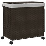 vidaXL Panier à linge avec roulettes marron foncé 60x35x60 5 cm