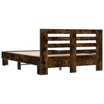 vidaXL Cadre de lit chêne fumé 135x190 cm bois d'ingénierie et métal