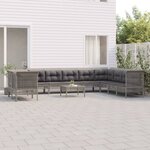 vidaXL Salon de jardin 11 Pièces avec coussins Gris Résine tressée