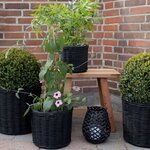 4 paniers ronds noirs en rotin avec intérieur plastifié