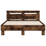 vidaXL Cadre de lit avec tête de lit et LED chêne fumé 120x190 cm