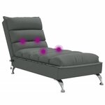 vidaXL Chaise longue de massage avec coussins gris foncé tissu