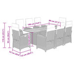 vidaXL Ensemble à manger de jardin et coussins 9 Pièces beige Poly rotin