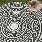Tapis extérieur terrasse réversible rond - Tapis de jardin imperméable et résistant UV - Enid - Gris - 180 cm - HOMESCAPES