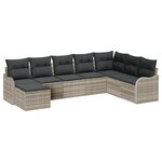 Ensemble de canapé de jardin 8 pièces avec coussins Gris clair Poly rotin