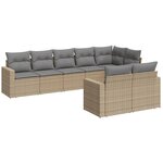 vidaXL Salon de jardin avec coussins 8 Pièces beige résine tressée