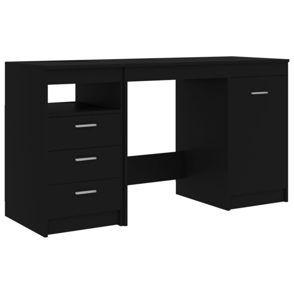 Bureau table poste de travail meuble d'ordinateur informatique étude 140 x 50 x 76 cm bois d’ingénierie noir 02_0023917