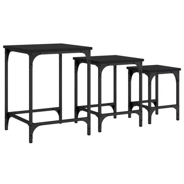 vidaXL Tables basses gigognes 3 Pièces noir bois d'ingénierie