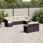 vidaXL Salon de jardin 9 Pièces avec coussins noir résine tressée