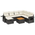 vidaXL Salon de jardin 8 Pièces avec coussins noir résine tressée