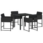 vidaXL Ensemble salle à manger jardin 5 pièces avec coussins Noir Rattan PE