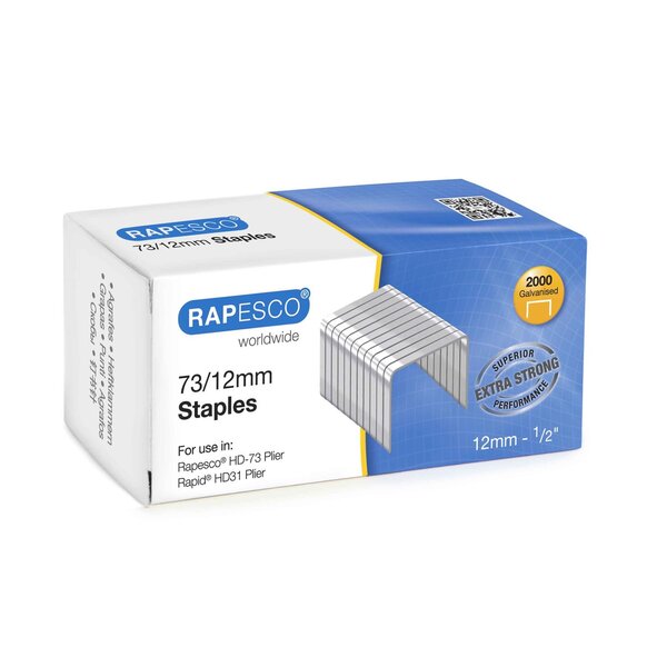 Boite de 2000 Agrafes 73/12 mm Galvanisées RAPESCO