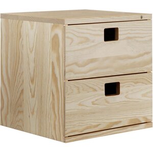 Cube de rangement en pin massif dinamic 2 tiroirs