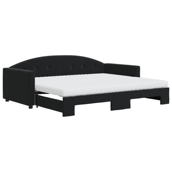 vidaXL Lit de jour avec gigogne et matelas noir 90x200 cm velours