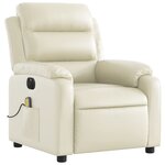 vidaXL Fauteuil de massage inclinable électrique crème similicuir