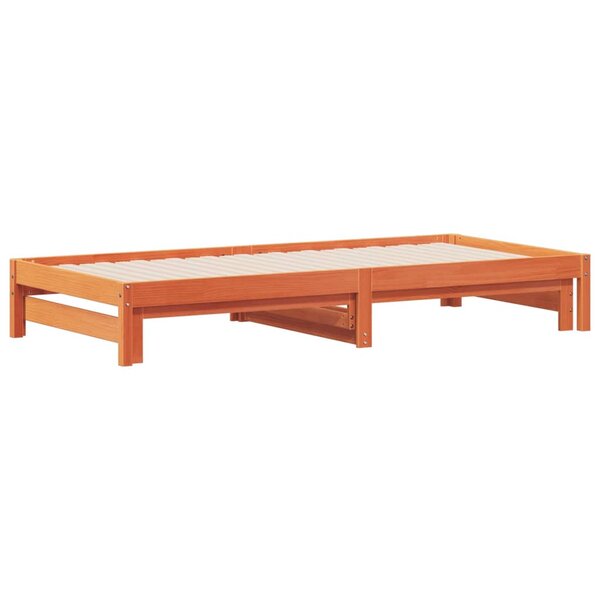 vidaXL Lit de jour avec lit gigogne cire marron 80x200 cm pin massif
