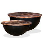 vidaXL Ensemble de table basse 2Pièces Bois récupération massif forme bol