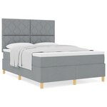 vidaXL Lit avec sommier à ressorts et matelas gris clair 140x190 cm en tissu