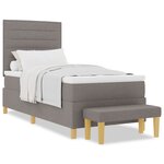 vidaXL Lit à sommier indépendant avec matelas et banc taupe 90 x 190 cm Tissu