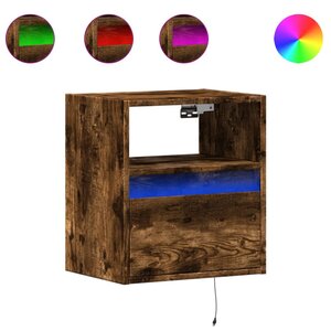 vidaXL Meubles TV muraux et lumières LED 2 Pièces chêne fumé 41x31x45 cm