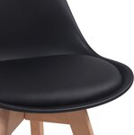 Lot de 2 chaises de salle à manger scandinaves assise rembourré pieds en bois hêtre rétro chaise pour salon chambre cuisine bureau noir 01_0000540