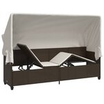 vidaXL Chaise longue avec auvent et coussins marron résine tressée