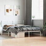 vidaXL Cadre de lit métal avec tête de lit blanc 150x200 cm