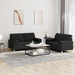 vidaXL Ensemble de canapés 2 Pièces avec coussins noir tissu