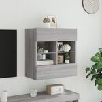 vidaXL Meuble TV mural avec lumières LED sonoma gris 58 5x30x60 5 cm