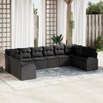 vidaXL Ensemble de Canapés de Jardin à 10 Pièces avec Coussins Noir Poly Rattan