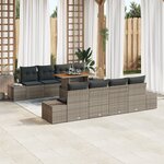 vidaXL Ensemble de Canapés de Jardin 7 Pièces avec Coussins Gris Poly Rotin